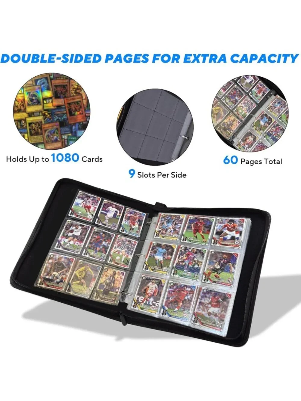 Portable 9-Pocket Trading Card Binder - Holds 1080 Cards, Ideal for Collectors